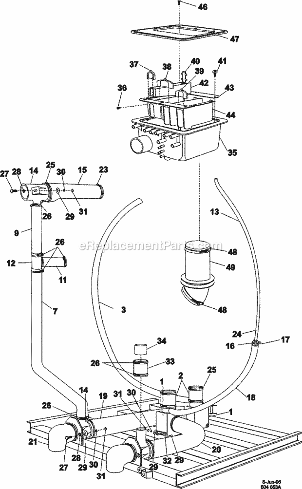 Maytag MFR80PDCTS Maytag Commercial Laundry (Washer) Soap Box, Drain & Hose Assembly Diagram