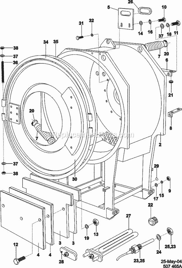 Maytag MFS100PFVS Maytag Commercial Laundry (Washer) Tub Diagram