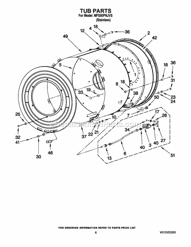 Maytag MFS50PNJVS Commercial Commercial Industrial Washer Tub Parts Diagram