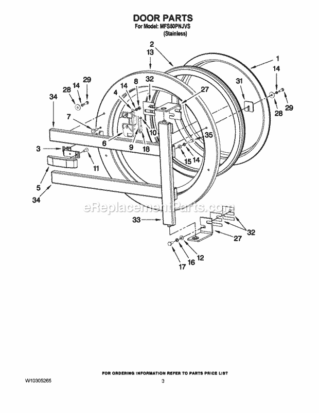 Maytag MFS50PNJVS Commercial Commercial Industrial Washer Door Parts Diagram