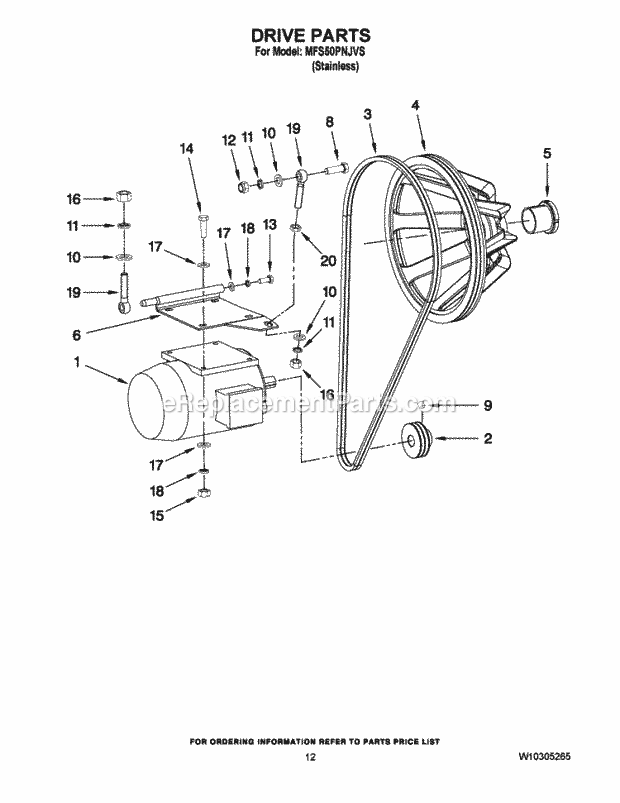 Maytag MFS50PNJVS Commercial Commercial Industrial Washer Drive Parts Diagram