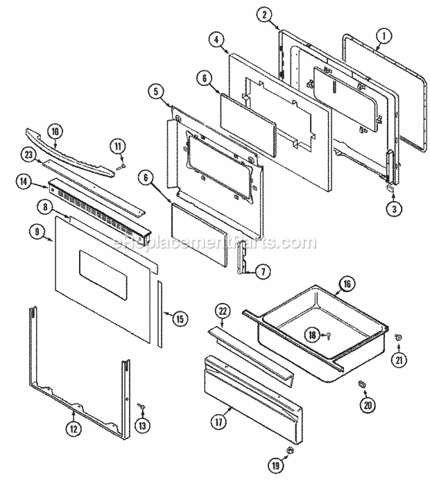 Maytag MGR5730ADW Freestanding, Gas Gas Range Door / Drawer Diagram