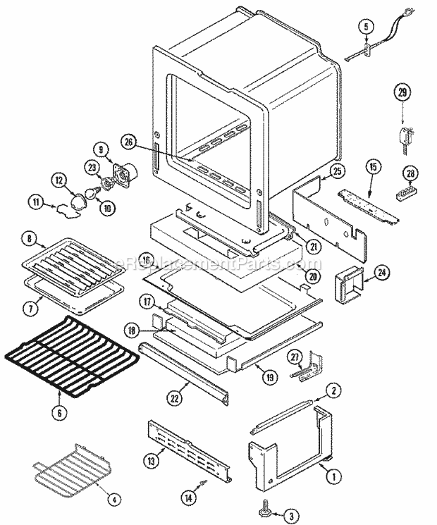 Maytag MGR5770BDB Freestanding, Gas Range Oven / Base Diagram