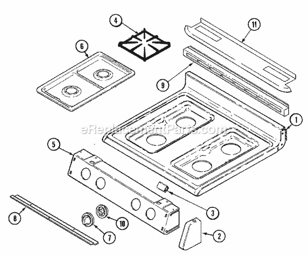 Maytag MGR5770BDB Freestanding, Gas Range Top Assembly Diagram