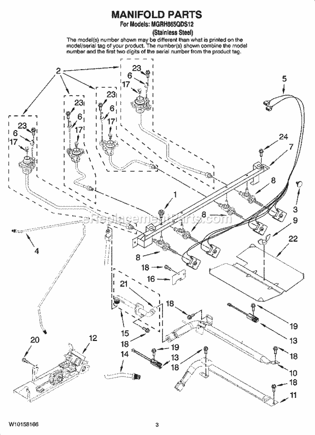 Maytag MGRH865QDS12 Freestanding, Gas Free Standing - Gas Manifold Parts Diagram