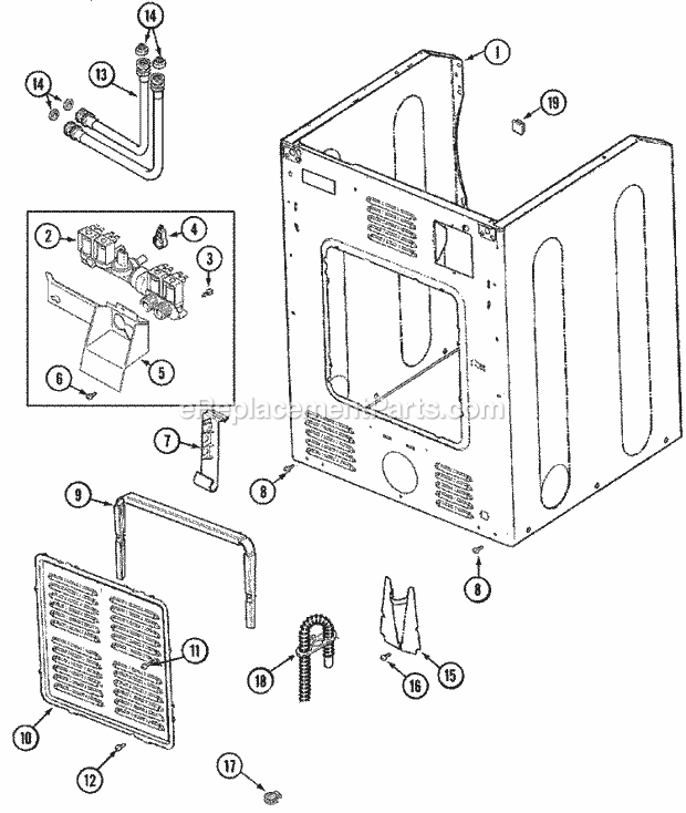 Maytag MLE2000AZW Maytag Laundry Cabinet - Rear (Washer) Diagram