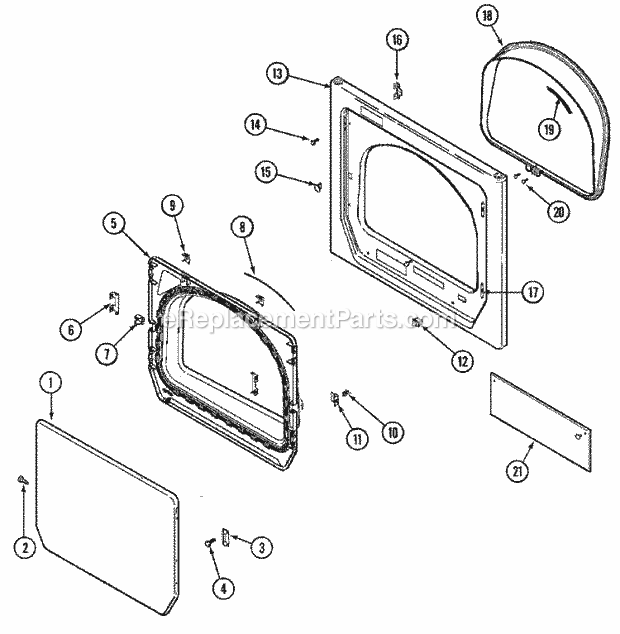 Maytag MLE2000AZW Maytag Laundry Door (Dryer) Diagram