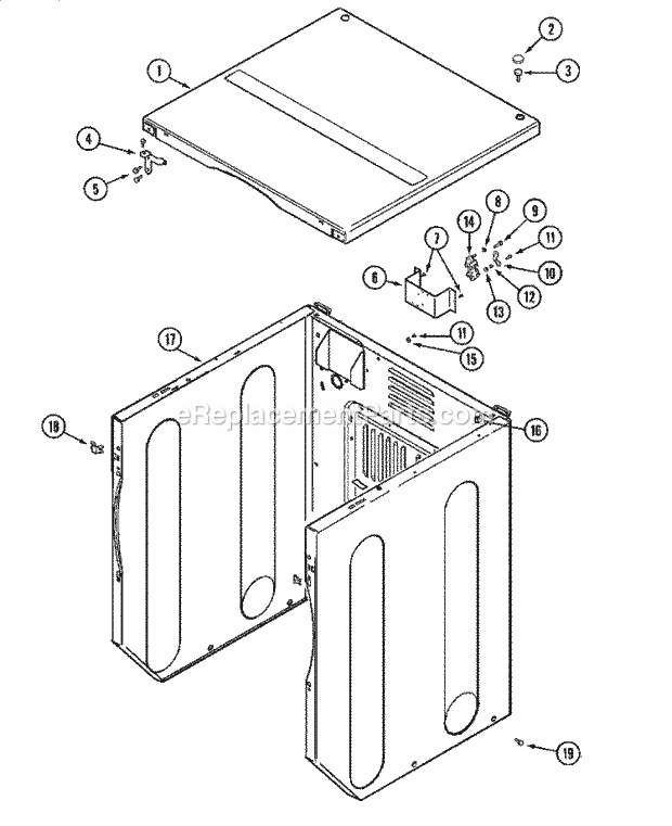 Maytag MLG15MNAGW Manual, (Dryer Gas) Cabinet - Front (Upper) Diagram