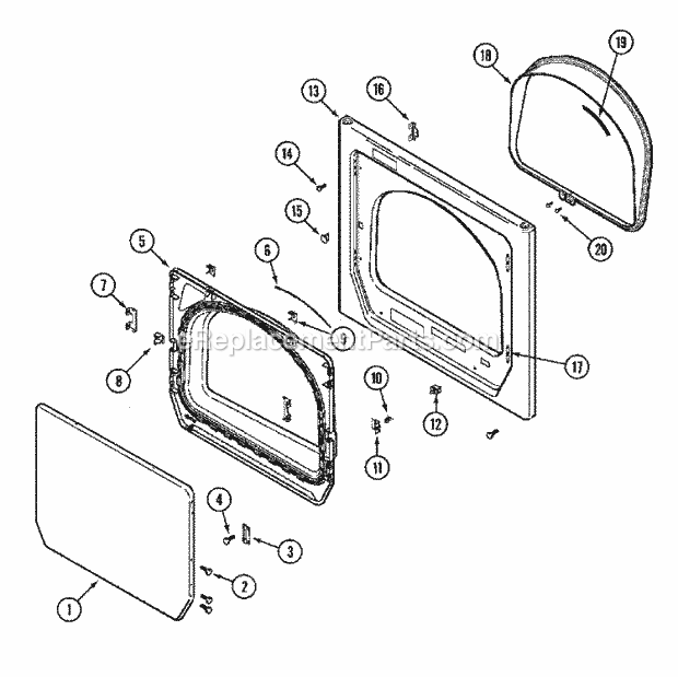 Maytag MLG15MNAGW Manual, (Dryer Gas) Door (Upper) Diagram