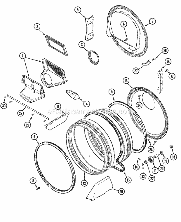 Maytag MLG15MNAGW Manual, (Dryer Gas) Tumbler Diagram