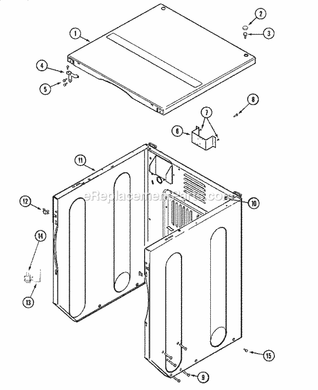 Maytag MLG15PDAGW Residential Dryer Cabinet - Front (Upper) Diagram