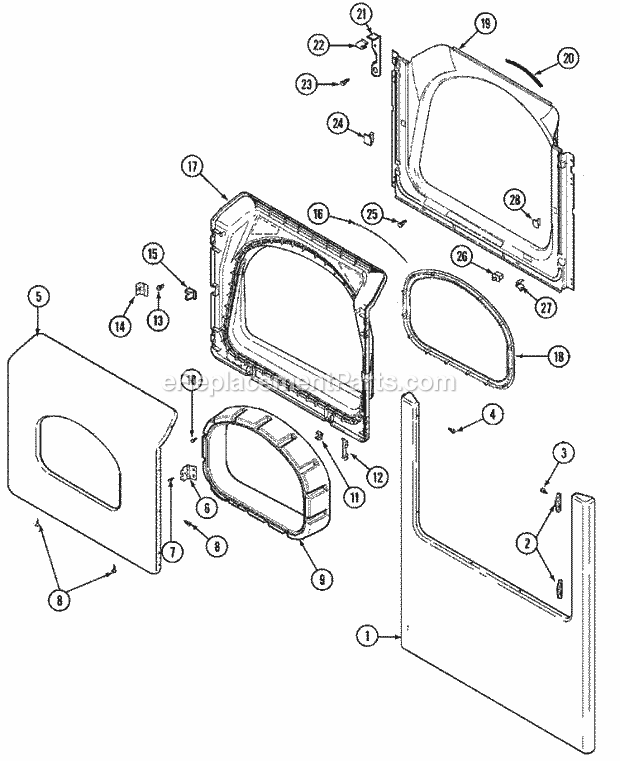 Maytag MLG15PDAGW Residential Dryer Door (Lower) Diagram