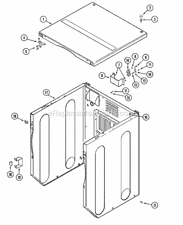 Maytag MLG15PRAWW Manual, (Dryer Gas) Cabinet - Front (Upper) Diagram