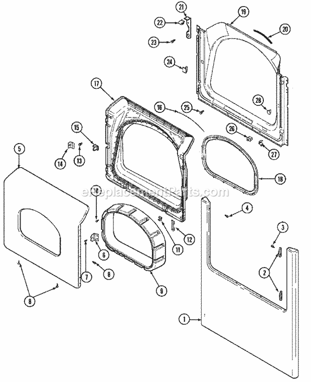 Maytag MLG15PRAWW Manual, (Dryer Gas) Door (Lower) Diagram