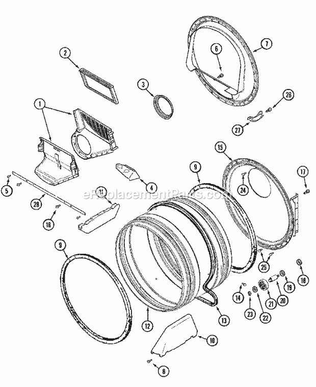 Maytag MLG15PRAWW Manual, (Dryer Gas) Tumbler Diagram