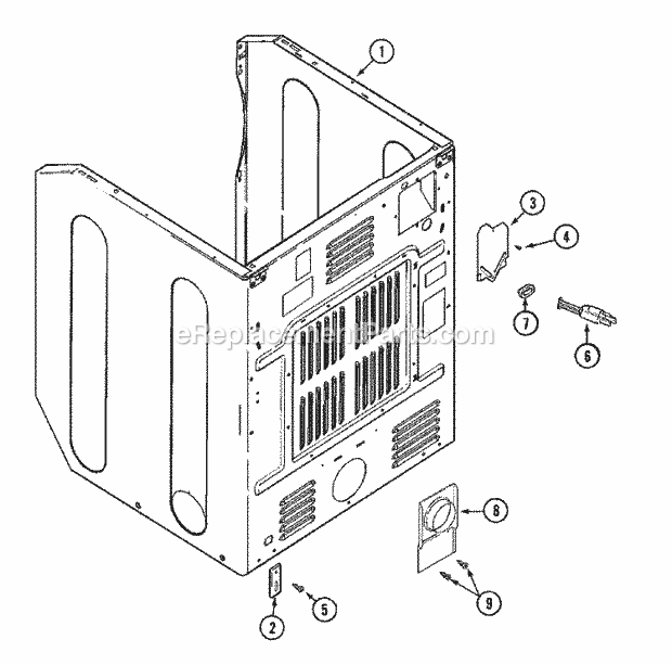 Maytag MLG2000AXW Maytag Laundry Cabinet - Rear (Dryer) Diagram