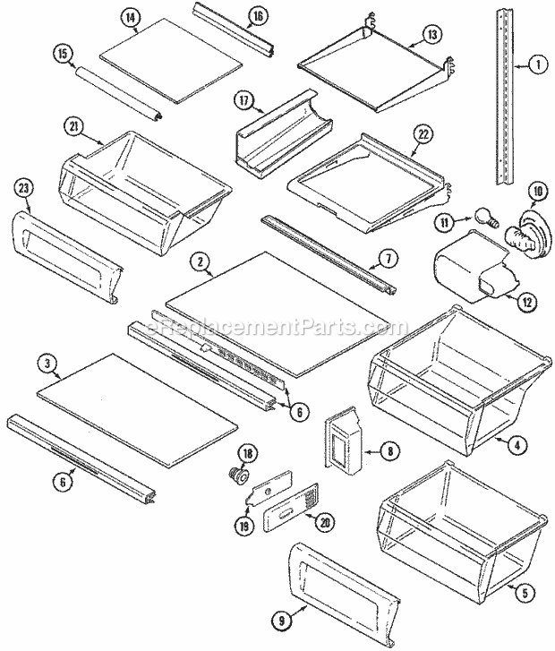 Maytag MSD2354ARA Side-By-Side Side by Side Refrigerator Shelves & Accessories Diagram
