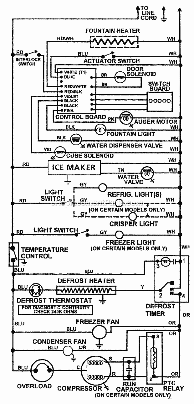 Maytag MSD2354ARA Side-By-Side Side by Side Refrigerator Wiring Information Diagram