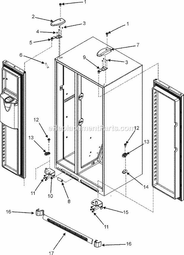 Maytag MSD2357HES Side-By-Side Sxs Refrigerator Hinges Diagram