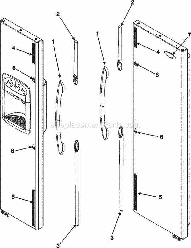 Maytag MSD2655HEB Side-By-Side Maytag Refrigeration Handles (Msd2655heb / Q / W - Series 50) Diagram