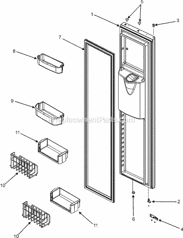 Maytag MSD2657HEB Side-By-Side Maytag Refrigeration Freezer Door (Series 50) Diagram