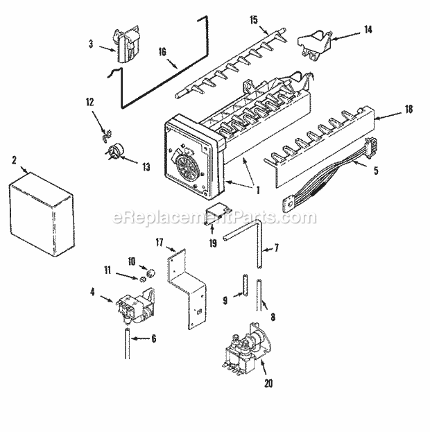 Maytag MSD2722GRW Side-By-Side Maytag Refrigeration Ice Maker Diagram