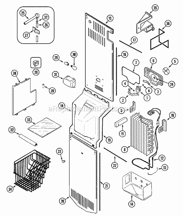 Maytag MSD2754DRW Side-By-Side Side by Side Refrigerator Freezer Compartment Diagram