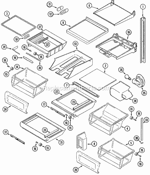 Maytag MSD2757AEA Side-By-Side Side by Side Refrigerator Shelves & Accessories Diagram