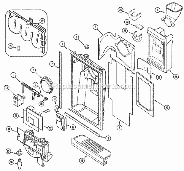 Maytag MSD2757AEA Side-By-Side Side by Side Refrigerator Fountain Diagram