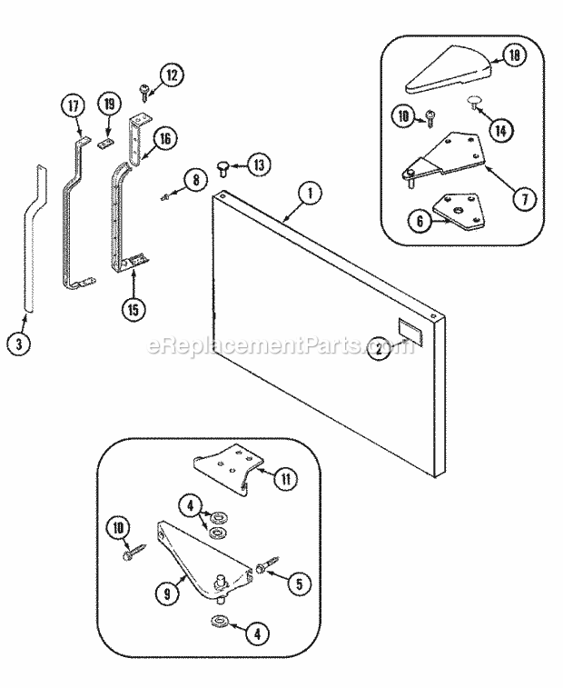 Maytag MTB1948DRQ Top Freezer Refrigerator Freezer Outer Door (Bisque) Diagram