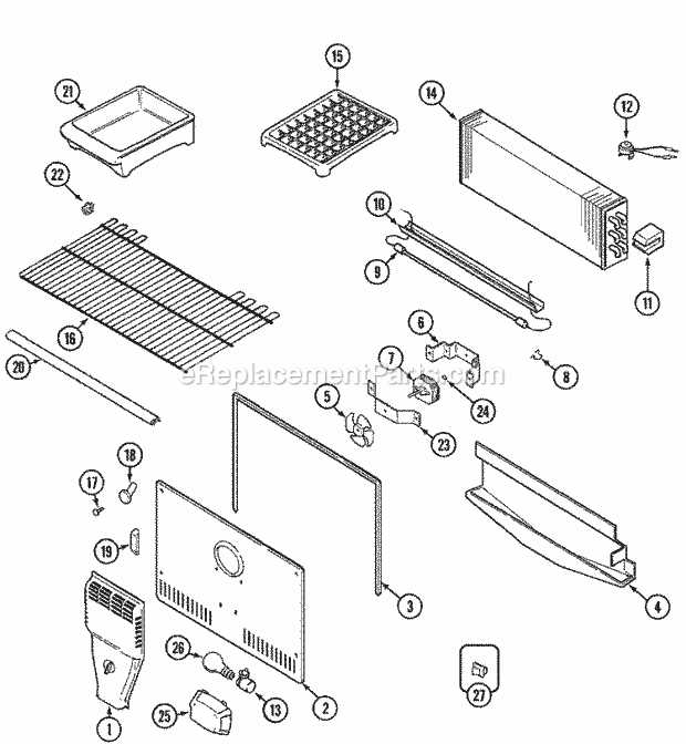 Maytag MTB2154DRA Top Freezer Top Mount Refrigerator Freezer Compartment Diagram