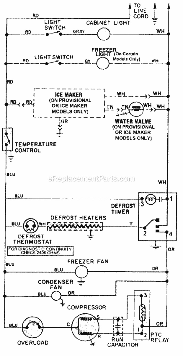 Maytag MTB2156BEA Top Freezer Top-Mount Refrigerator Wiring Information Diagram