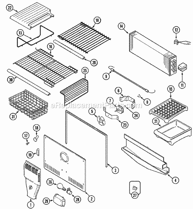 Maytag MTB2456FEB Top Freezer Maytag Refrigeration Freezer Compartment Diagram