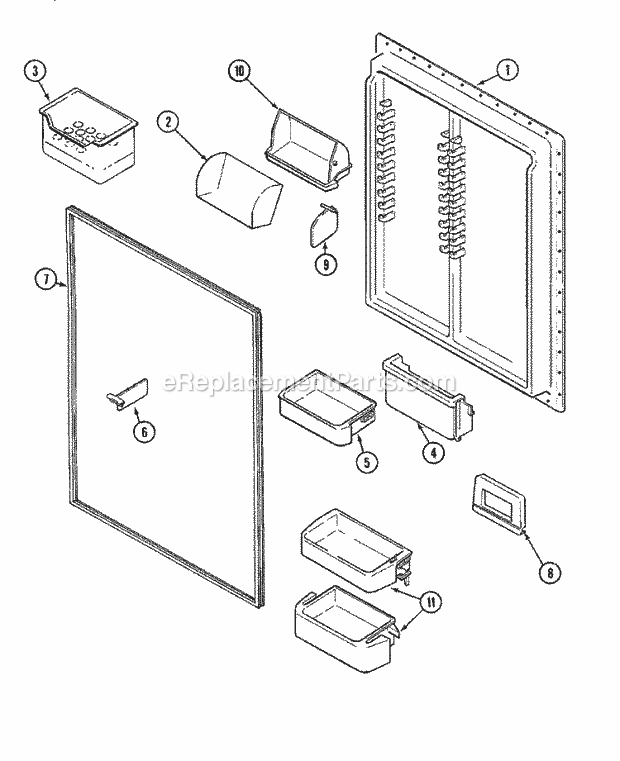 Maytag MTB2456FEB Top Freezer Maytag Refrigeration Fresh Food Inner Door Diagram