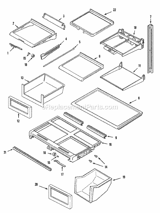 Maytag MTB2456FEB Top Freezer Maytag Refrigeration Shelves & Accessories Diagram