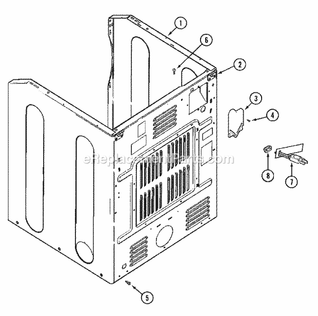 Maytag MUE15PDAGW Manual, (Dryer Gas) Cabinet - Rear Diagram