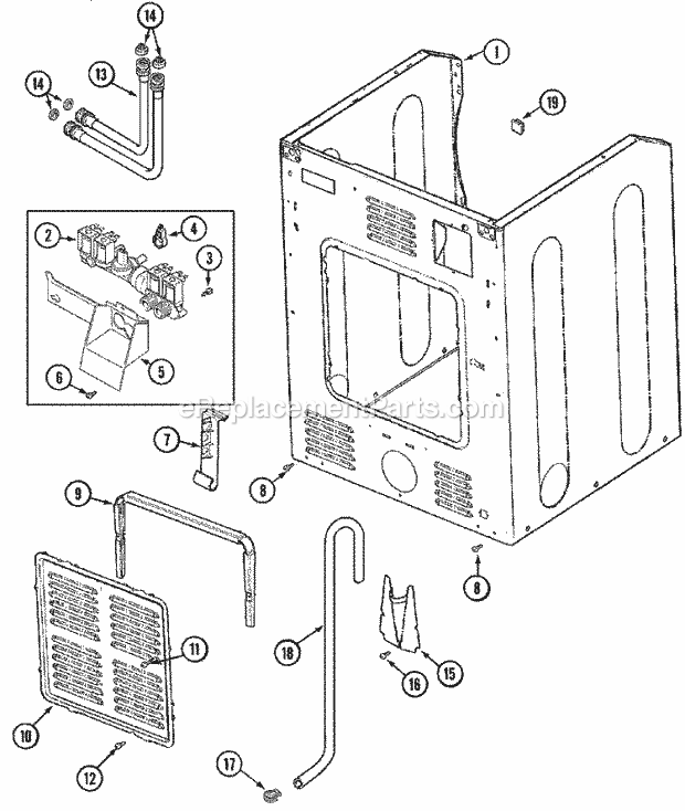 Maytag MUE2000AYW Maytag Stack Laundry Cabinet - Rear (Washer) Diagram