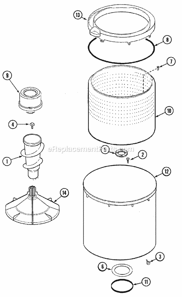 Maytag PAV5000AWQ Residential Maytag Laundry Tub Diagram