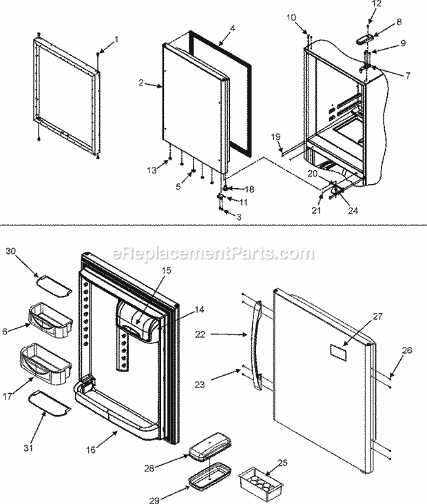 Maytag PBF2555HES Bottom Freezer Maytag Performa Refrigeration Refrigerator Door Diagram