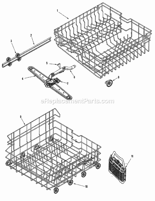 Maytag PDBL390AWW Dishwasher Track & Rack Assembly Diagram