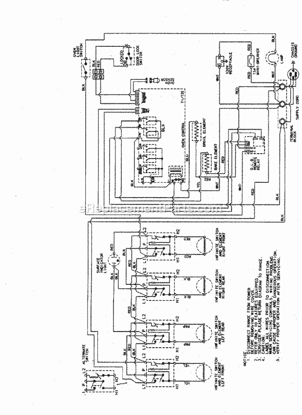 Maytag PER5515BCW Freestanding, Electric Range Wiring Information Diagram