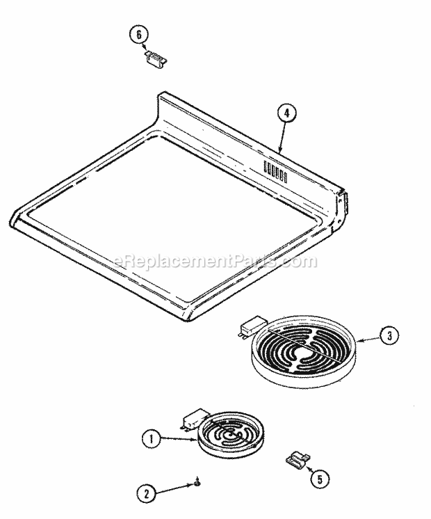 Maytag PER5715BAW Freestanding, Electric Range Top Assembly Diagram