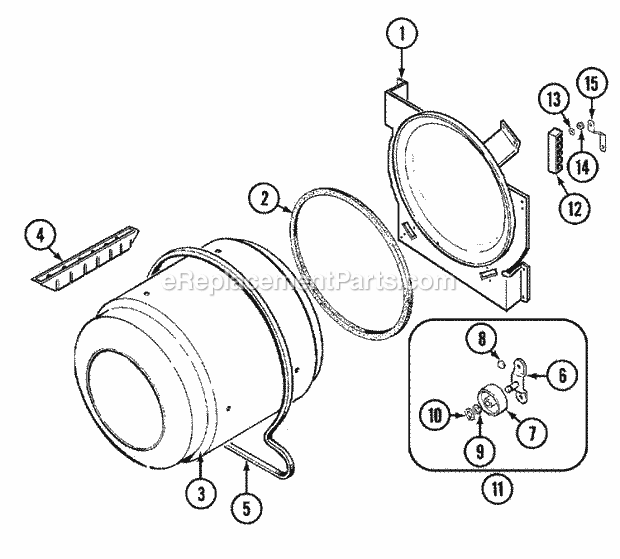 Maytag PYE1000AZW Residential Electric/Gas Dryer Tumbler Diagram