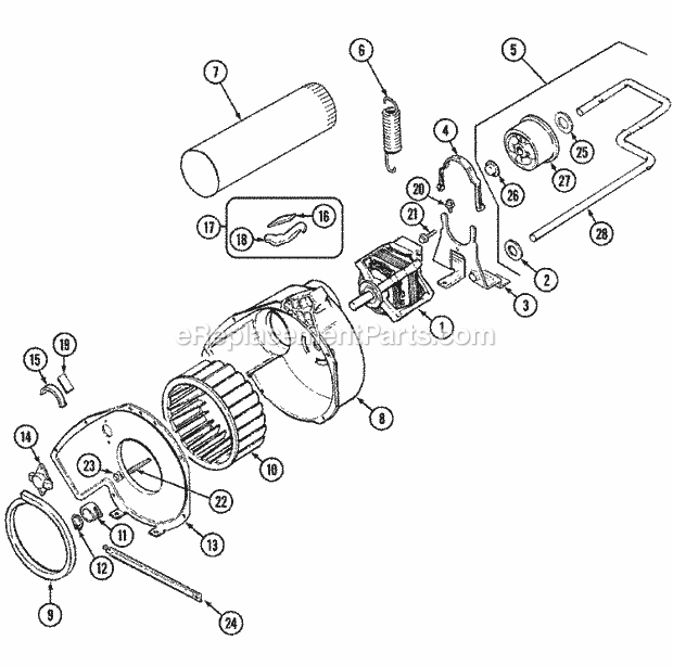 Maytag PYE3200AZW Residential Gas/Electric Dryers Motor & Drive Diagram