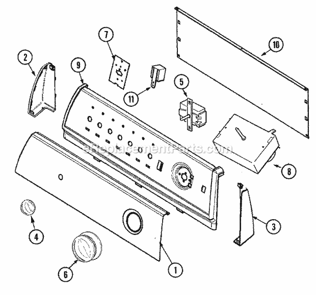 Maytag PYG2300AGW Residential Maytag Laundry Control Panel Diagram