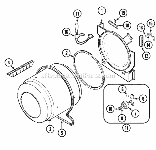 Maytag PYG3200AWW Residential Gas/Electric Dryers Tumbler Diagram