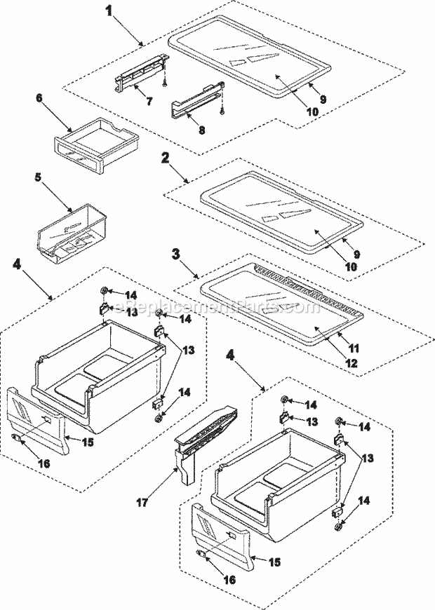 Maytag RB1955SW Ref - Bottom Mounts Refrigerator Shelves Diagram