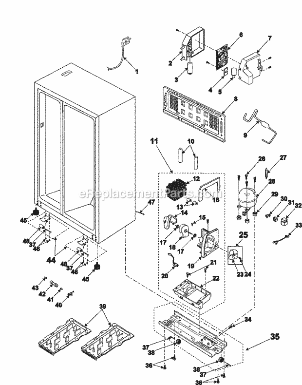 Maytag RS2520SW Ref - Sxs Machine Compartment & Cabinet Back Diagram
