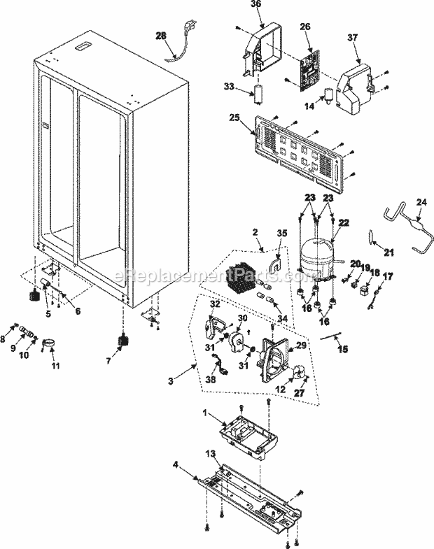 Maytag RS253BABB Ref - Sxs Machine Compartment - Compressor Diagram