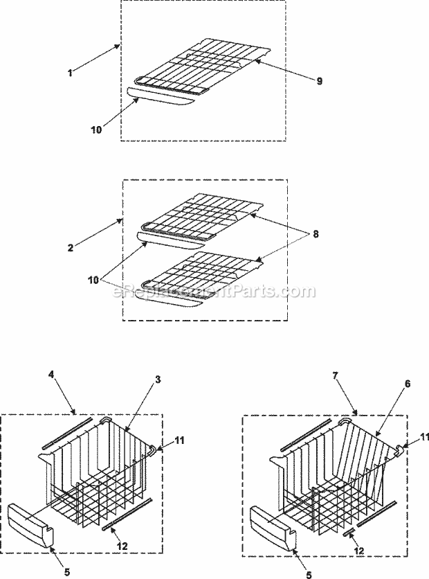 Maytag RS253BAVQ Ref - Sxs Freezer Shelves Diagram